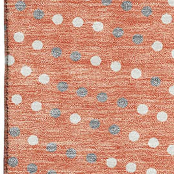 HomeRoots 10' X 14' Salmon Ivory Gray Polka Dot Washable Area Rug with UV Protection for Stylish Living Spaces 680205