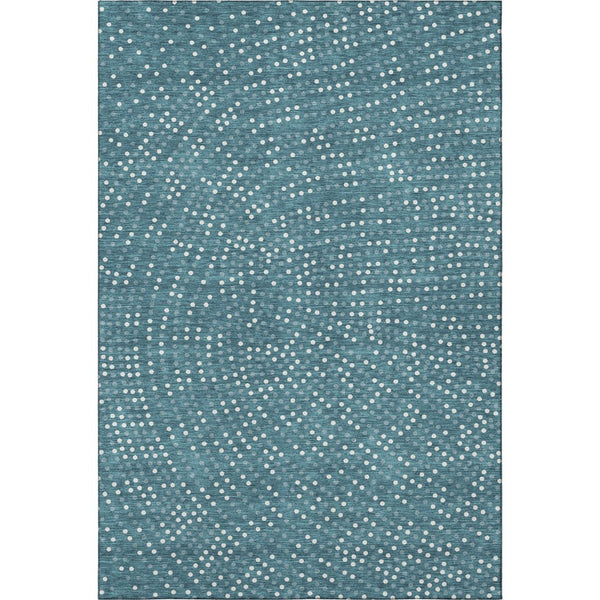 HomeRoots 5' X 8' Teal and Ivory Polka Dot Area Rug - Washable, UV Protected, Perfect for Homes with Kids & Pets 680207