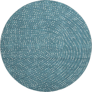 HomeRoots 8' Teal and Ivory Polka Dot Washable Round Rug - Durable, UV-Protected, Kid & Pet-Friendly Decor 680208