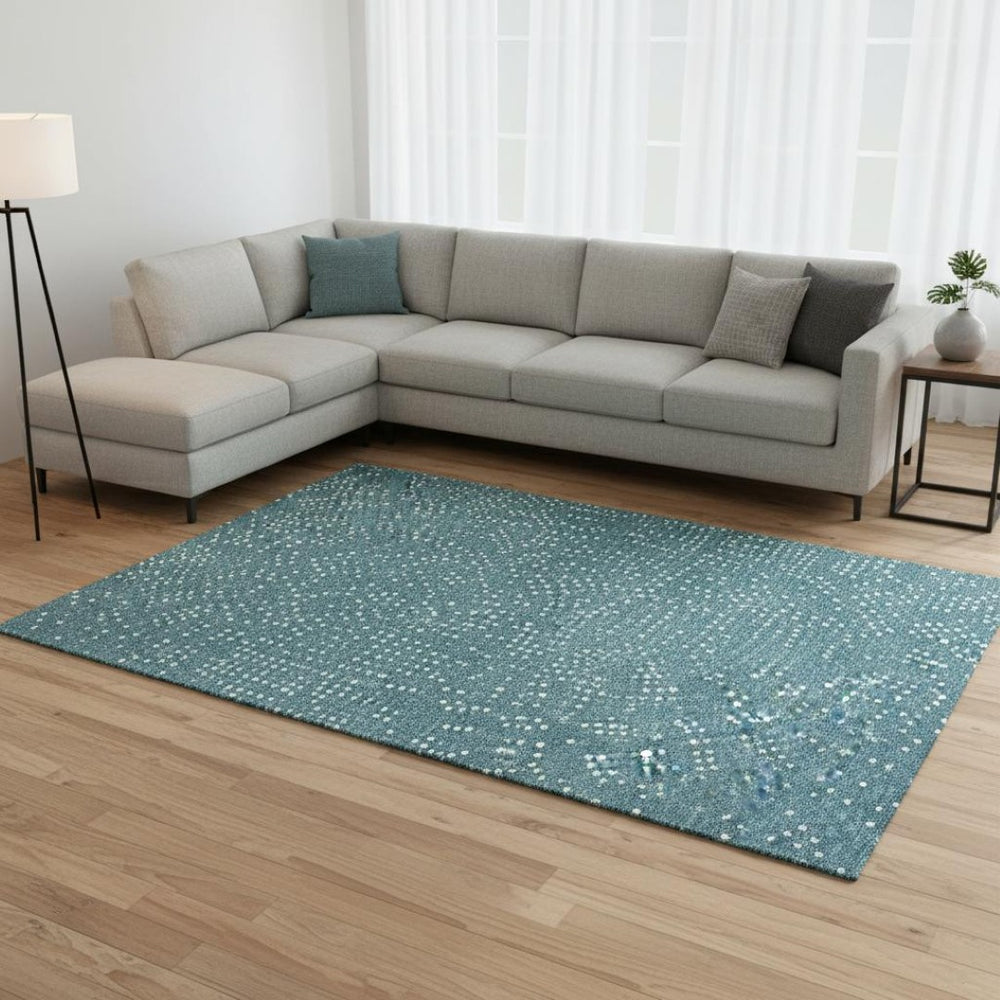 HomeRoots 8' X 10' Playful Teal & Ivory Polka Dot Washable Area Rug with UV Protection for Busy Homes 680209