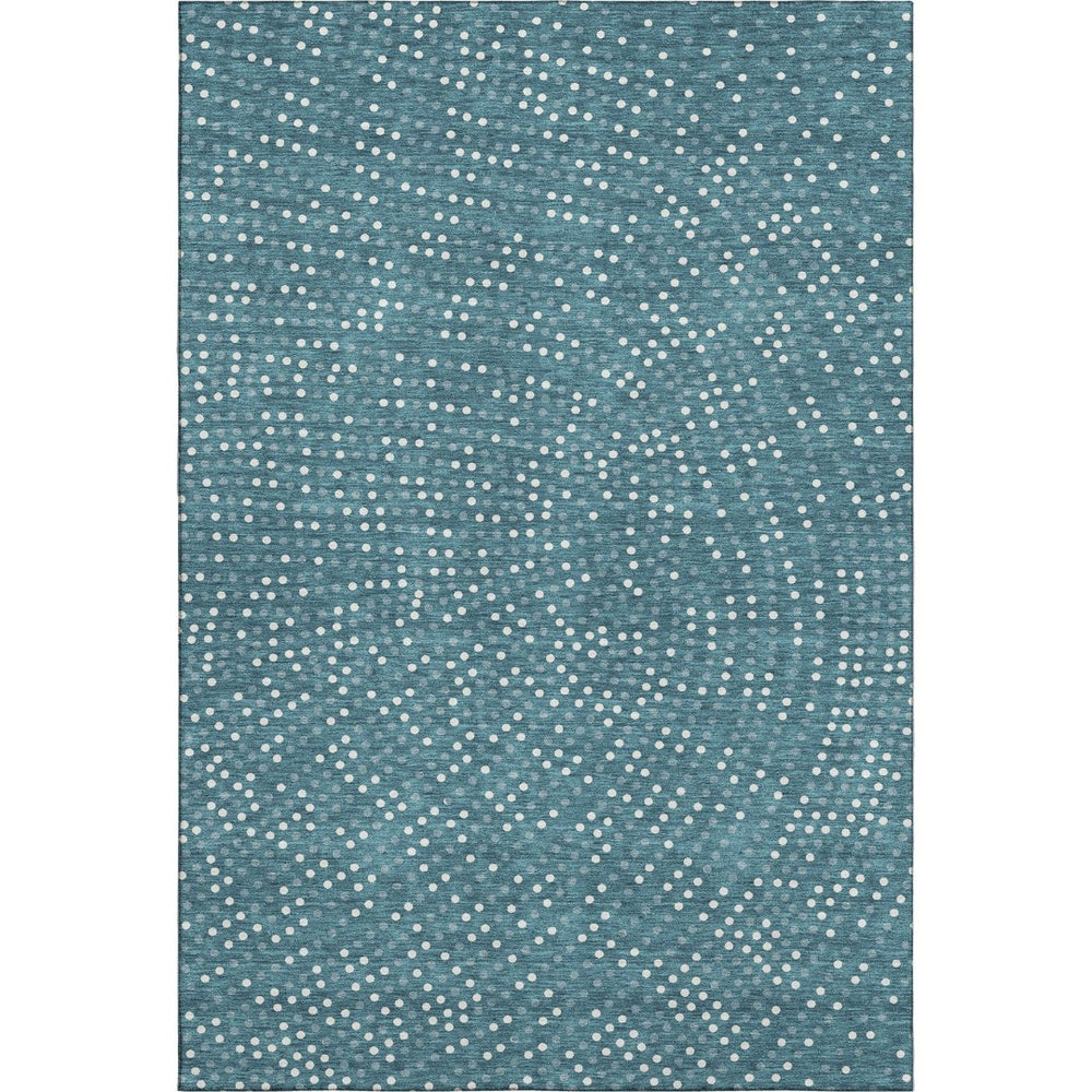 HomeRoots 8' X 10' Playful Teal & Ivory Polka Dot Washable Area Rug with UV Protection for Busy Homes 680209