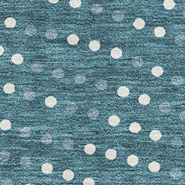 HomeRoots 9' X 12' Teal and Ivory Polka Dot Washable Area Rug – Stylish, Durable, Easy Care for Homes with Kids! 680210