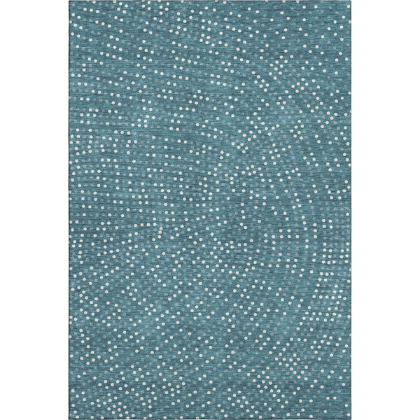 HomeRoots 10' X 14' Teal & Ivory Polka Dot Area Rug - Washable, UV-Protected, Kid & Pet-Friendly Design! 680211