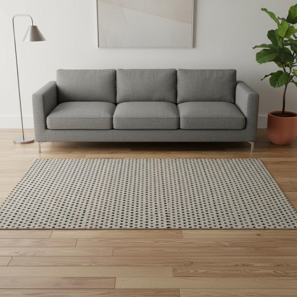 HomeRoots 5' Taupe and Brown Polka Dot Washable Area Rug – Stylish, Durable, UV-Protected for Family Homes 680213