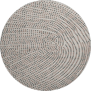 HomeRoots 8' Stylish Taupe & Brown Polka Dot Washable Round Rug – UV Protected, Durable & Easy-Care Design! 680214