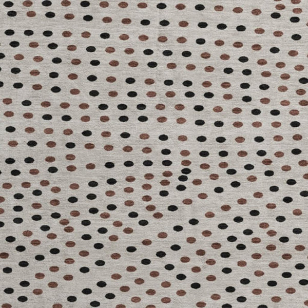 HomeRoots 8' Stylish Taupe & Brown Polka Dot Washable Round Rug – UV Protected, Durable & Easy-Care Design! 680214