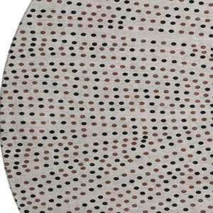 HomeRoots 8' Stylish Taupe & Brown Polka Dot Washable Round Rug – UV Protected, Durable & Easy-Care Design! 680214