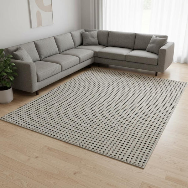 HomeRoots 8' X 10' Taupe & Brown Polka Dot Washable Area Rug - Durable, Stain Resistant, UV Protected Charm! 680215