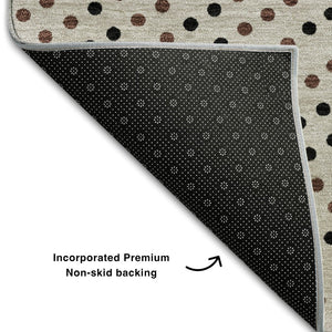 HomeRoots 9' X 12' Washable Taupe & Brown Polka Dot Area Rug with UV Protection for Stylish, Easy Care Living 680216