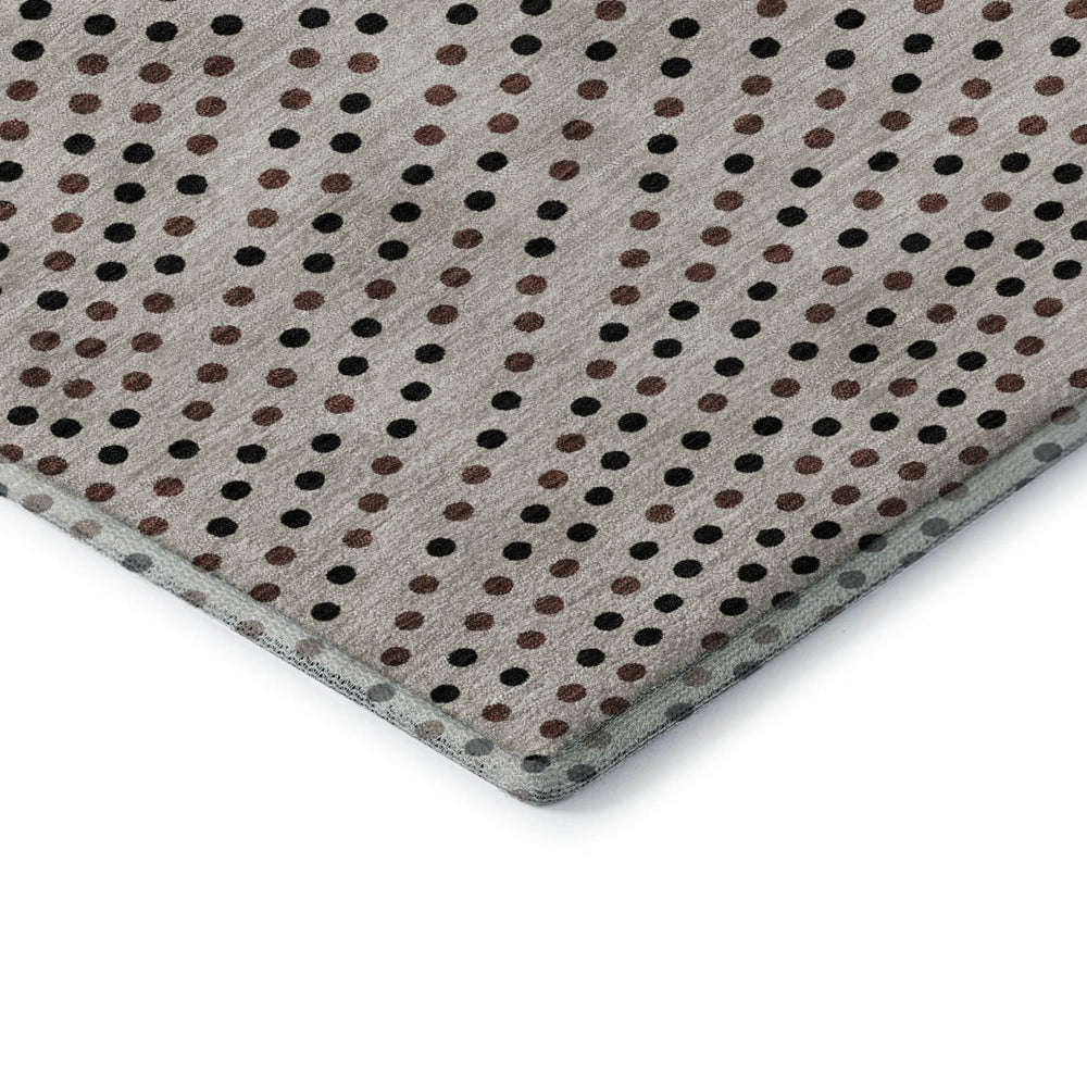 HomeRoots 9' X 12' Washable Taupe & Brown Polka Dot Area Rug with UV Protection for Stylish, Easy Care Living 680216