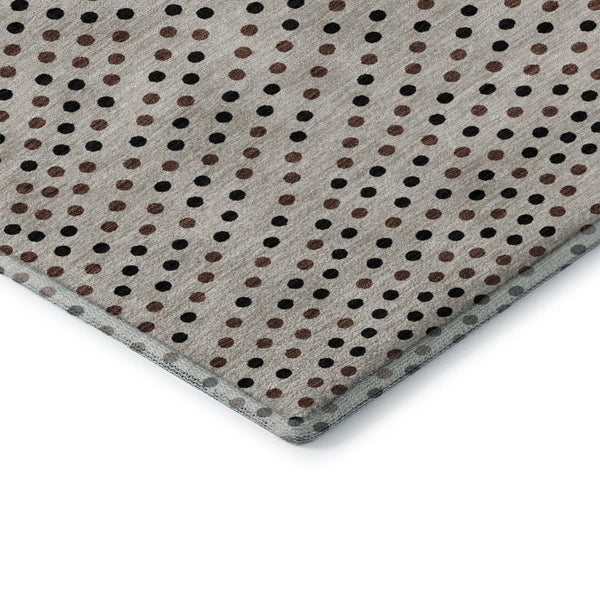 HomeRoots 9' X 12' Washable Taupe & Brown Polka Dot Area Rug with UV Protection for Stylish, Easy Care Living 680216