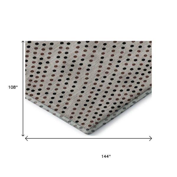 HomeRoots 9' X 12' Washable Taupe & Brown Polka Dot Area Rug with UV Protection for Stylish, Easy Care Living 680216