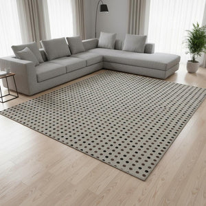 HomeRoots 10' X 14' Washable Taupe & Brown Polka Dot Area Rug with UV Protection for Stylish Living Spaces 680217