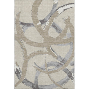 HomeRoots 5' X 8' Abstract Beige Taupe & Gray Washable Area Rug - Stain-Resistant, UV-Protected, Modern Design 680225