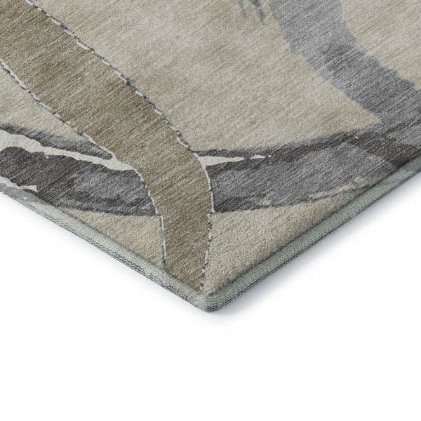 HomeRoots 5' X 8' Abstract Beige Taupe & Gray Washable Area Rug - Stain-Resistant, UV-Protected, Modern Design 680225