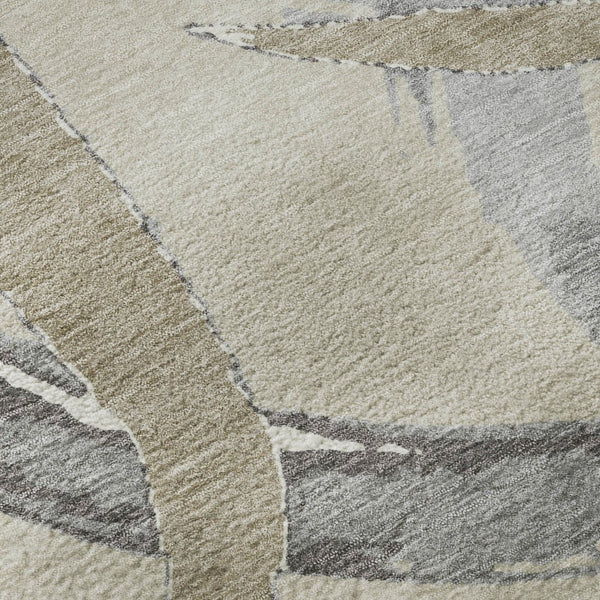 HomeRoots 5' X 8' Abstract Beige Taupe & Gray Washable Area Rug - Stain-Resistant, UV-Protected, Modern Design 680225