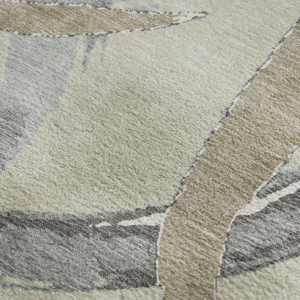 HomeRoots 5' X 8' Abstract Beige Taupe & Gray Washable Area Rug - Stain-Resistant, UV-Protected, Modern Design 680225