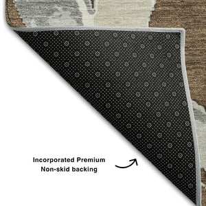 HomeRoots 5' X 8' Washable Abstract Area Rug in Brown, Beige, and Gray - UV Protected, Durable, Easy Care! 680237
