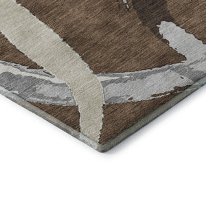 HomeRoots 5' X 8' Washable Abstract Area Rug in Brown, Beige, and Gray - UV Protected, Durable, Easy Care! 680237