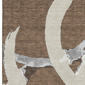 HomeRoots 5' X 8' Washable Abstract Area Rug in Brown, Beige, and Gray - UV Protected, Durable, Easy Care! 680237