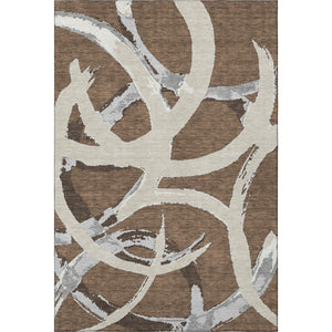 HomeRoots 5' X 8' Washable Abstract Area Rug in Brown, Beige, and Gray - UV Protected, Durable, Easy Care! 680237