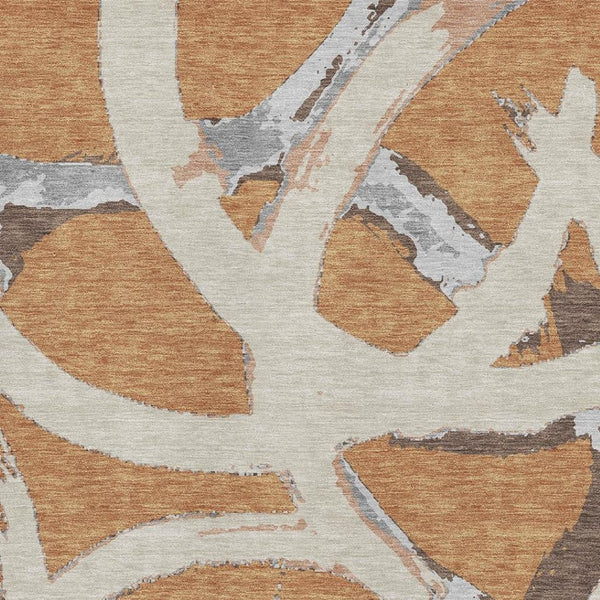 HomeRoots 5' X 8' Copper Beige and Gray Abstract Rug – Washable, UV-Protected, Durable for Family Spaces! 680243