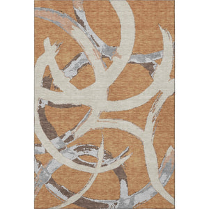 HomeRoots 8' X 10' Washable Copper Beige & Gray Abstract Area Rug with UV Protection for Modern Homes 680245
