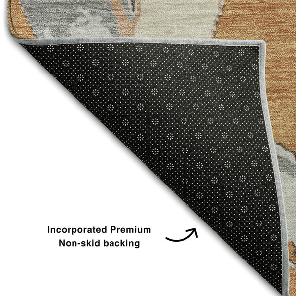 HomeRoots 9' X 12' Copper Beige & Gray Abstract Area Rug - Washable, Stain Resistant, UV Protected for Homes 680246