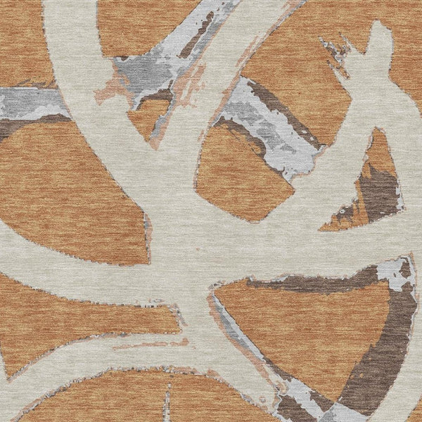 HomeRoots 10' X 14' Copper Beige & Gray Abstract Washable Area Rug with Stain Resistance & UV Protection 680247