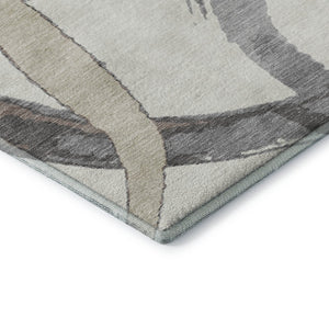 HomeRoots 8' X 10' Ivory, Beige & Gray Abstract Washable Area Rug - UV Protected, Stain Resistant, Durable Design 680257
