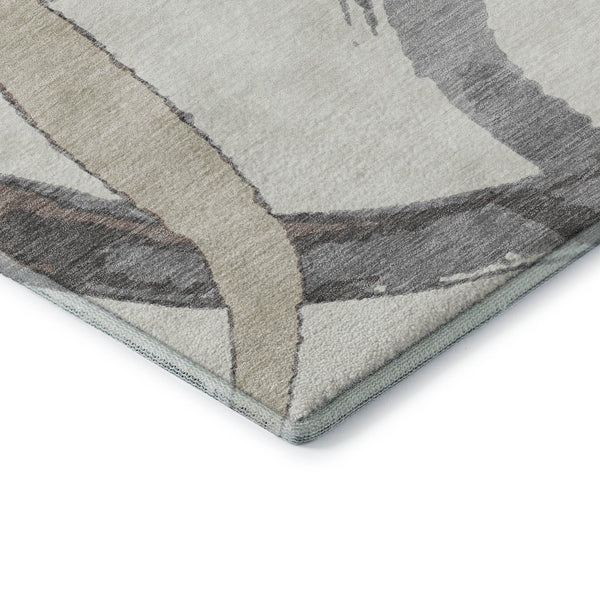 HomeRoots 8' X 10' Ivory, Beige & Gray Abstract Washable Area Rug - UV Protected, Stain Resistant, Durable Design 680257