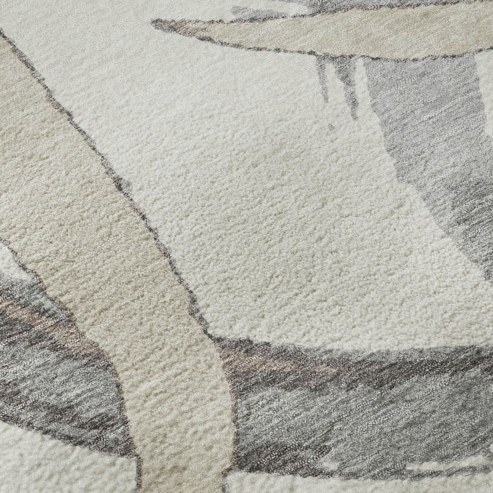 HomeRoots 8' X 10' Ivory, Beige & Gray Abstract Washable Area Rug - UV Protected, Stain Resistant, Durable Design 680257