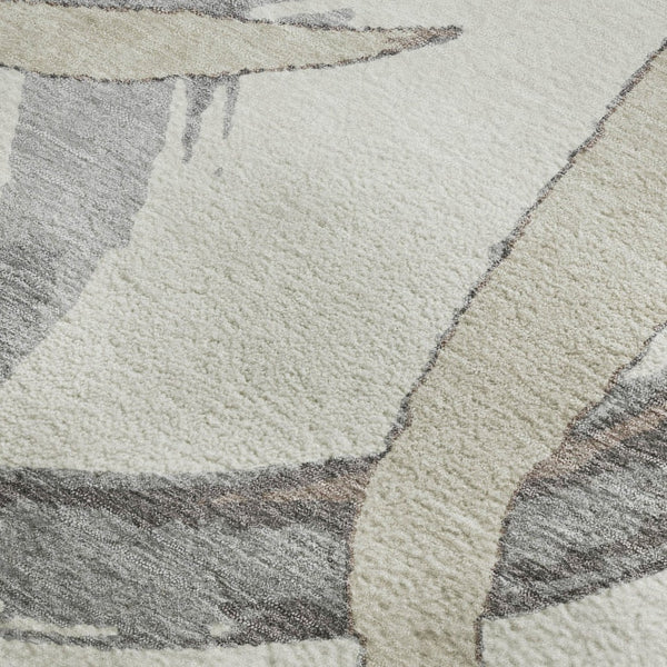 HomeRoots 8' X 10' Ivory, Beige & Gray Abstract Washable Area Rug - UV Protected, Stain Resistant, Durable Design 680257