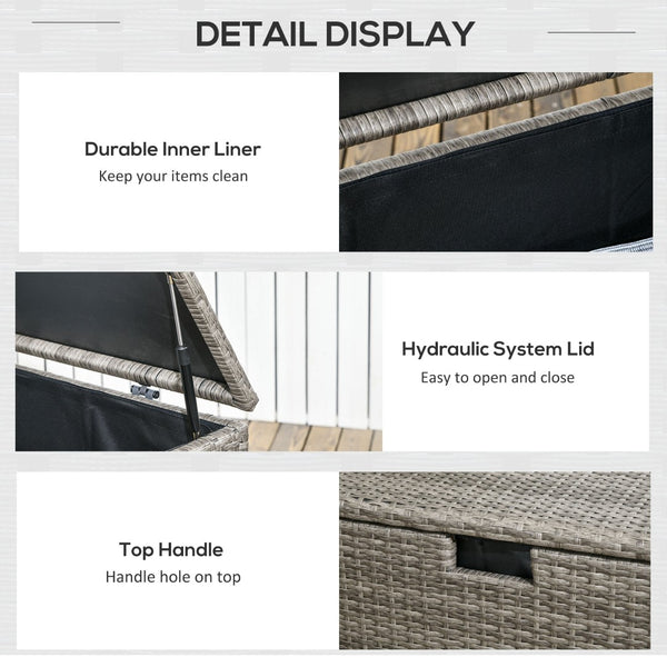 English Elm Outsunny 113 Gallon Waterproof Deck Box - Stylish Rattan Outdoor Storage Trunk For Cushions & Toys W2225P200574-GIGA