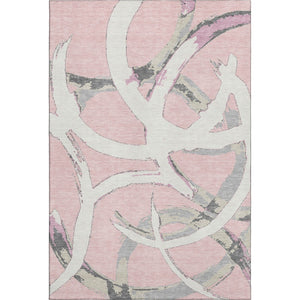 HomeRoots 10' X 14' Pink Ivory Gray Abstract Washable Area Rug – Stylish, Durable, UV-Protected for Busy Homes! 680277