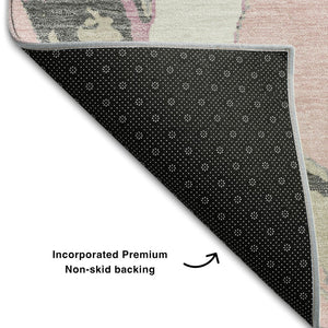 HomeRoots 10' X 14' Pink Ivory Gray Abstract Washable Area Rug – Stylish, Durable, UV-Protected for Busy Homes! 680277