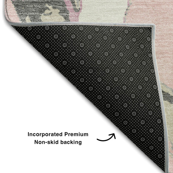 HomeRoots 10' X 14' Pink Ivory Gray Abstract Washable Area Rug – Stylish, Durable, UV-Protected for Busy Homes! 680277