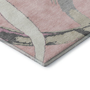 HomeRoots 10' X 14' Pink Ivory Gray Abstract Washable Area Rug – Stylish, Durable, UV-Protected for Busy Homes! 680277