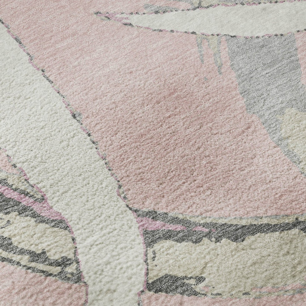 HomeRoots 10' X 14' Pink Ivory Gray Abstract Washable Area Rug – Stylish, Durable, UV-Protected for Busy Homes! 680277