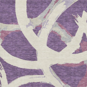 HomeRoots 9' X 12' Abstract Area Rug in Purple, Ivory, Blush - Washable, UV-Protected, Durable for Homes 680282
