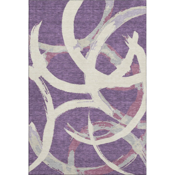 HomeRoots 10' X 14' Abstract Washable Area Rug in Purple, Ivory & Blush - UV Protected, Durable & Stylish 680283