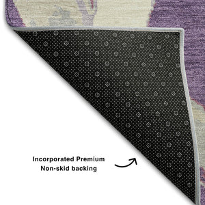 HomeRoots 10' X 14' Abstract Washable Area Rug in Purple, Ivory & Blush - UV Protected, Durable & Stylish 680283