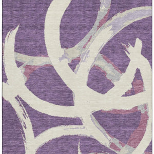 HomeRoots 10' X 14' Abstract Washable Area Rug in Purple, Ivory & Blush - UV Protected, Durable & Stylish 680283