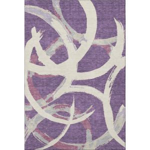HomeRoots 10' X 14' Abstract Washable Area Rug in Purple, Ivory & Blush - UV Protected, Durable & Stylish 680283