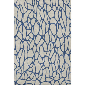 HomeRoots 5' X 8' Beige and Navy Blue Geometric Area Rug - Washable, UV-Protected, Pet-Friendly Design! 680297