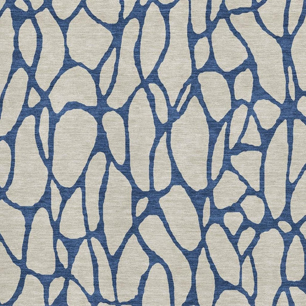 HomeRoots 8' X 10' Stylish Beige & Navy Blue Geometric Washable Area Rug with UV Protection for High-Traffic Spaces 680299