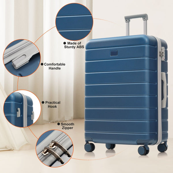 English Elm Premium Abs Hardshell 3 Piece Suitcase Set with Tsa Locks and Spinner Wheels Blue N726P296022C