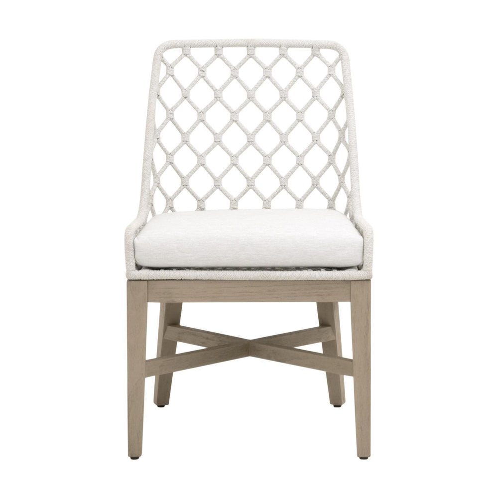 Essentials for Living Lattis Outdoor Dining Chair Solid Teak Woven Rope Coastal Alfresco Seat 6803.WHT/WHT/W-ET