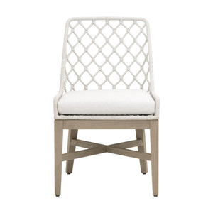 Essentials for Living Lattis Outdoor Dining Chair Solid Teak Woven Rope Coastal Alfresco Seat 6803.WHT/WHT/W-ET