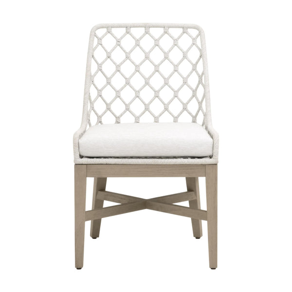 Essentials for Living Lattis Outdoor Dining Chair Solid Teak Woven Rope Coastal Alfresco Seat 6803.WHT/WHT/W-ET